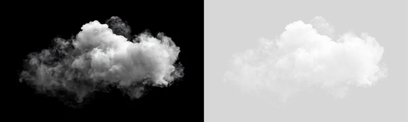 Isolated white cloud cutout on transparent and black background. Dense fluffy smoke cloud overlay for sky compositing and graphic design © Антон Миргородський