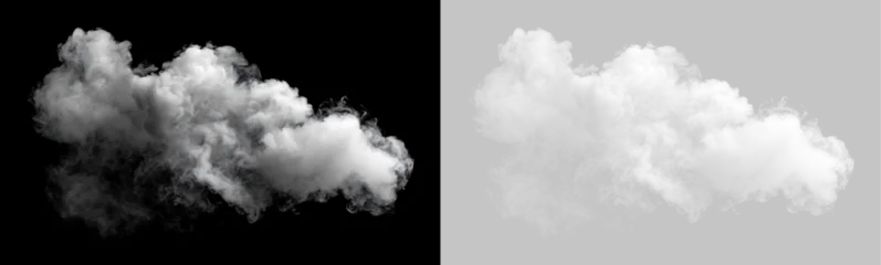 Realistic fluffy white cloud on transparent background. Isolated dense cumulus smoke cloud cutout for sky overlay and visual effects © Антон Миргородський