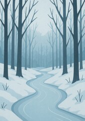 Fototapeta premium Serene winter forest scene