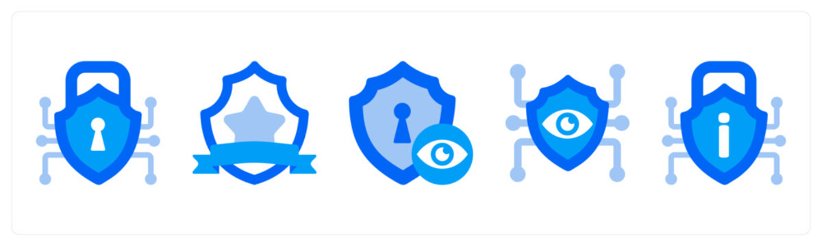 A set of 5 mix icons as security Lock, Security Badge, public