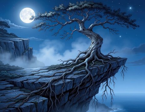 lonely tree cliff