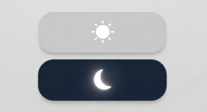 Day and night mode toggle switch buttons with sun and moon icons