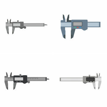 Set of Digital Vernier Caliper Illustrations for Industrial Measurement and Engineering
