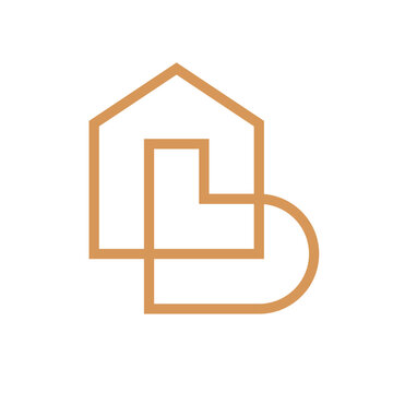 Letter B house real estate creative line logo