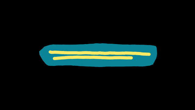 Hand Drawn Teal and Yellow Highlight Brush Stroke Banner Isolated on Black Background