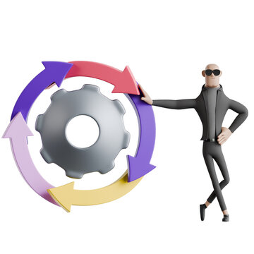 Process Gear Analytics 3D Illustration