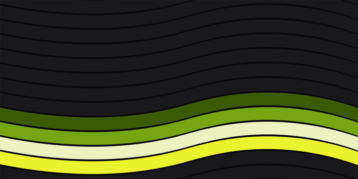Abstract flowing waves of green and yellow against a dark background