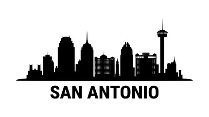 Obraz premium San Antonio skyline silhouette vector graphic design for urban branding projects