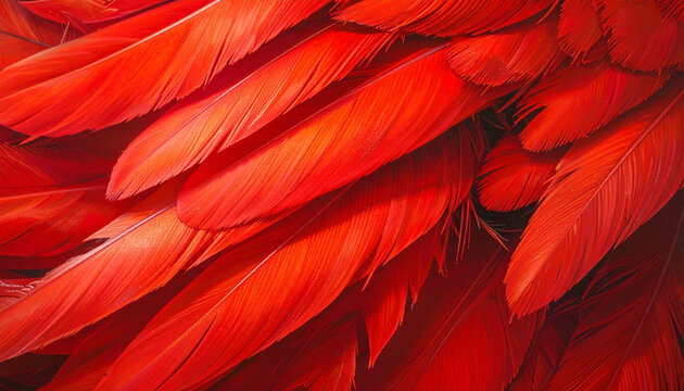Vibrant red feather texture