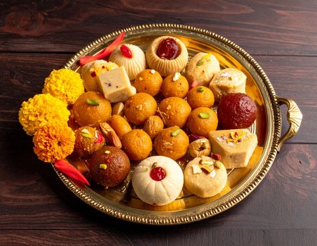 Premium Indian Festive Sweets Assortment with Gulab Jamun, Ladoo and Kaju Katli