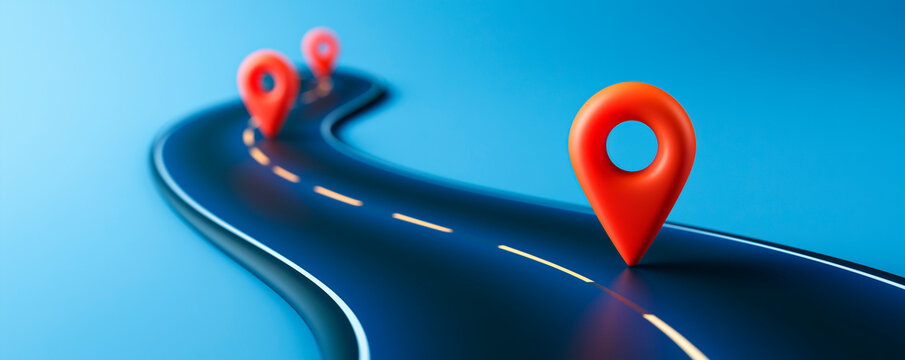 Path with checkpoints shows steps in a business roadmap for customer journey or project milestones