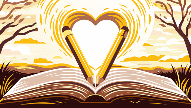 open book with heart shape