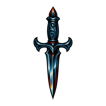 PNG Ornate dagger with intricate design.