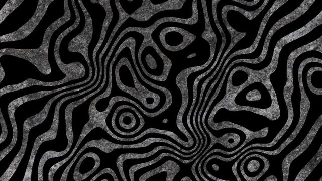 Black and gray abstract pattern with wavy contour lines