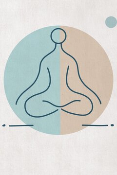 Minimalist abstract illustration shows a zen meditation concept