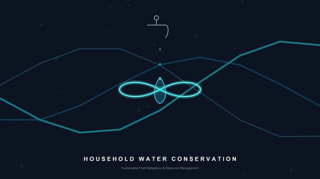 Teal infinity symbol animated over dark blue background