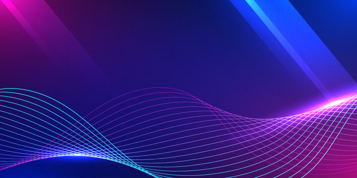 Digital wave on blue and violet background with light beam. Design for technology science cyber business and big data smart.