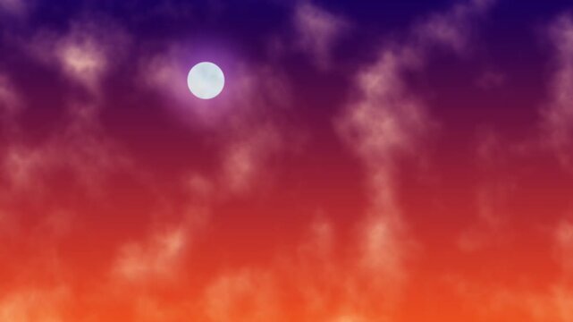 Procedural motion of Moon in the afternoon sky scenery