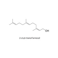 Obraz premium 2-cis,6-trans-Farnesol skeletal structure. sesquiterpene alcohol compound schematic illustration. Simple diagram, chemical formula.