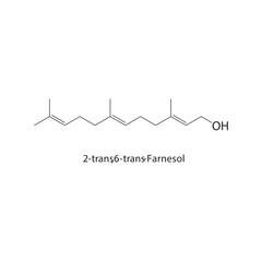 Obraz premium 2-trans,6-trans-Farnesol skeletal structure. sesquiterpene alcohol compound schematic illustration. Simple diagram, chemical formula.
