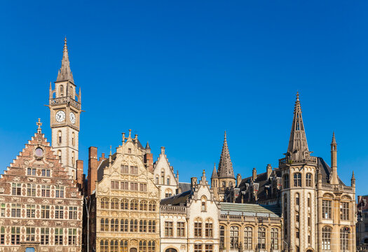 Belgium, Ghent, old town, Graslei, historical houses
