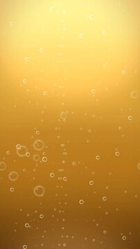 Bubbles rising in golden liquid background. 2d animation