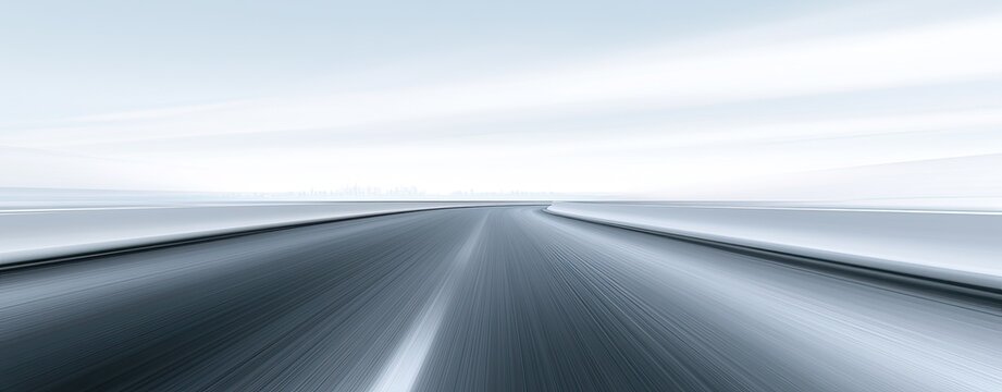 Expansive road receding into a bright, blurred horizon with motion blur effects