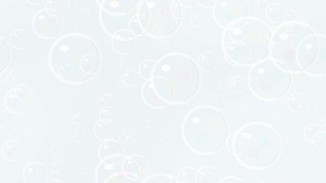 Transparent soap bubbles on white background. 2d animation
