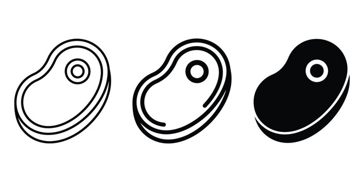 Meat icon line art vector, bold outline and silhouette design