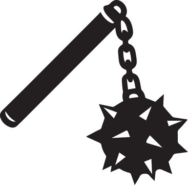 Medieval Spiked Flail Mace Weapon Vector Icon