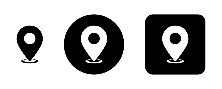 Location pin vector set with map, marker, navigation, place and destination symbols for maps, GPS apps, travel websites, location services and digital interfaces.