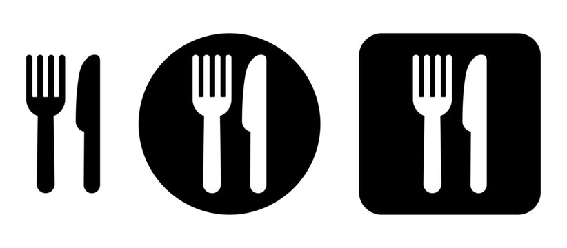 Fork knife vector set with dining, restaurant, food, meal and cutlery symbols for menus, food delivery apps, restaurant websites, kitchen interfaces and hospitality designs.