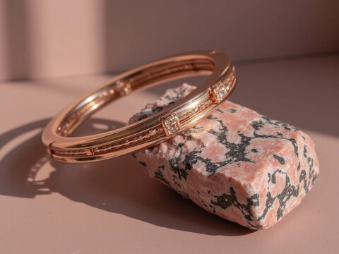 close up of elegant gold textured ring set with diamond stone, soft natural light on neutral background