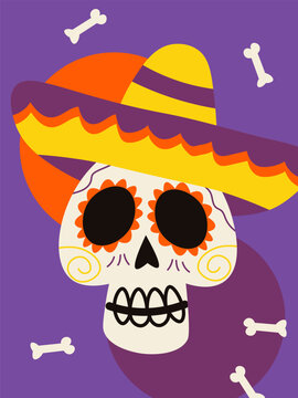 Day of the Dead, Dia de Muertos. banner of sugar Skull. Vector illustration