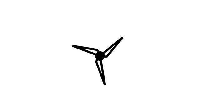Wind turbine icon isolated on white background. Wind generator sign.minimalist wind turbine icon spinning with clean lines.