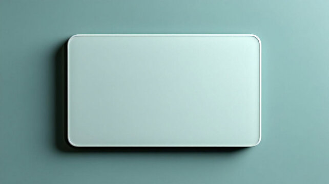 Minimalist smooth rounded rectangle mockup on teal wall. Generated by AI.