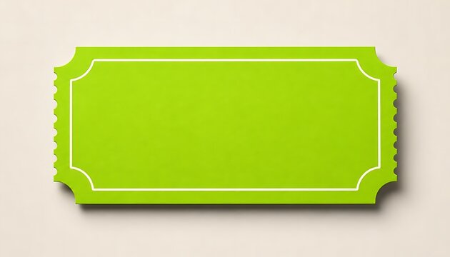 Green blank coupon voucher ticket mockup with wavy edges on white backdrop.
