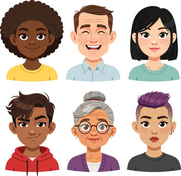 Diverse set of avatar portraits showing people of various ages and genders