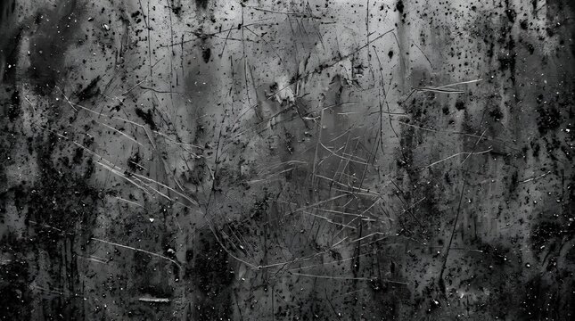 Black and white grunge rusted metal scrape texture on black background