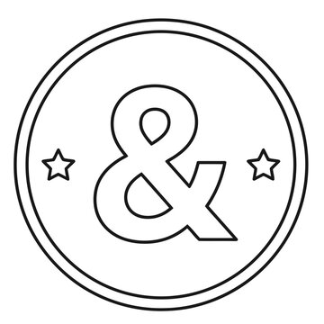 Ampersand symbol in a circle with stars