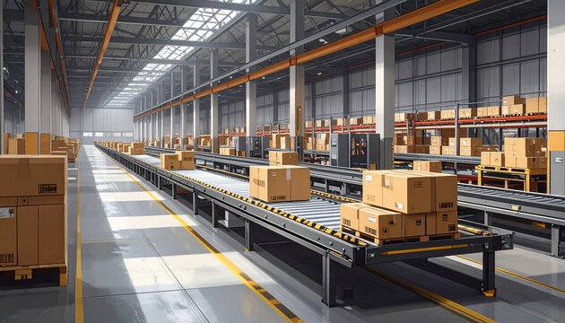 Warehouse conveyor system boxes