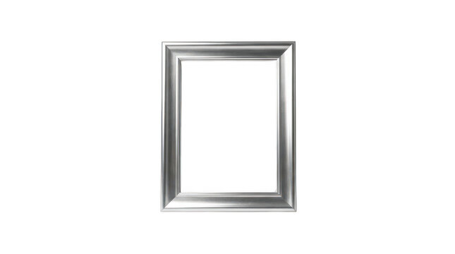 Empty rectangular silver picture frame isolated on transparent background