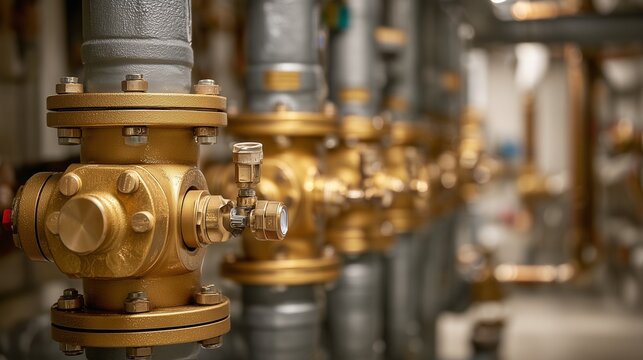 Brass backflow preventer on pipe with test port and valve in a plumbing system, showing water safety, leak control, and repair need.