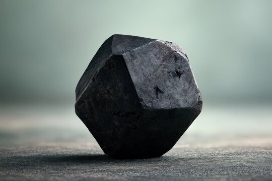 Dark Metallic Dodecahedron with Weathered Textured Faces