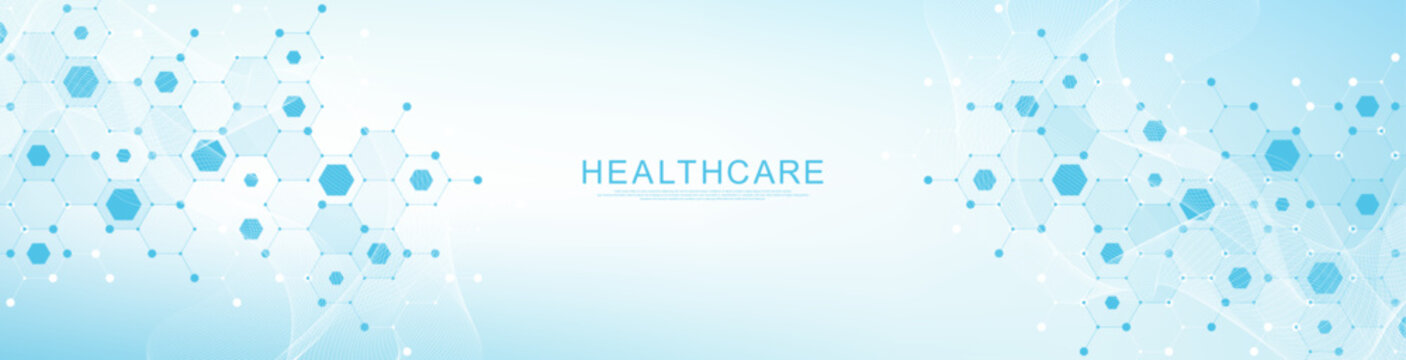 Health care and medical pattern innovation concept science background design. Abstract geometric hexagons shape medicine and science background, vector illustration