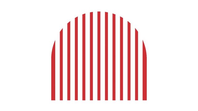 Arched red basic shape animation video on a white background
