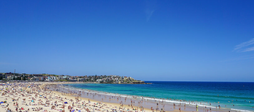 Bondi Beach Sydney crowded during summer holiday season