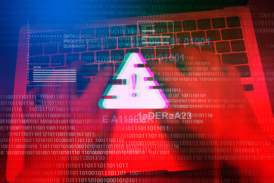 AI Malware attack virus alert , malicious software infection , cyber security awareness training to protect business information from threat attacks