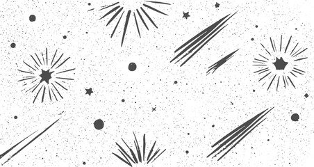 Obraz premium Black and White Seamless Brush Pattern, Abstract Hand Drawn Brush Strokes with Rough Grunge Texture, Distressed Grain, Ink Marks, Scratches and Vintage Effect.