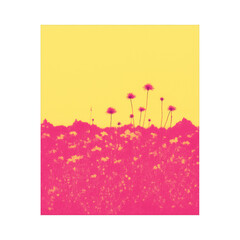 Naklejka premium PNG Vibrant floral silhouette artwork.